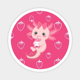 Strawberry Axolotl Magnet